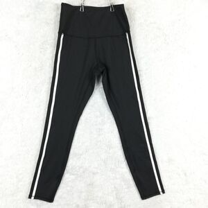 Move Theology Womens Pants Legging Black 7/8 Active Yoga White‎ Stripe Stretch S